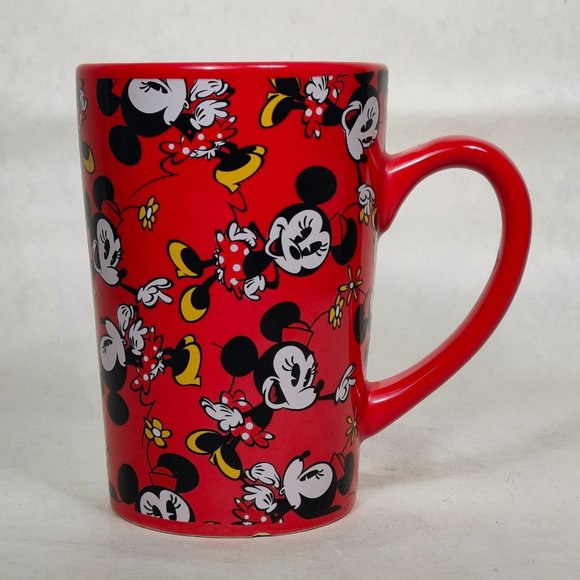 Disney Classic Minnie Mouse Mug Pie Eyed Red Polka Dot Ceramic 16 fl oz - Picture 4 of 9